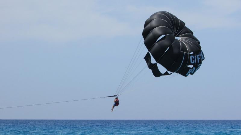 Towed parasail: Righting moment is very high, weaving can't establish- but swinging can.