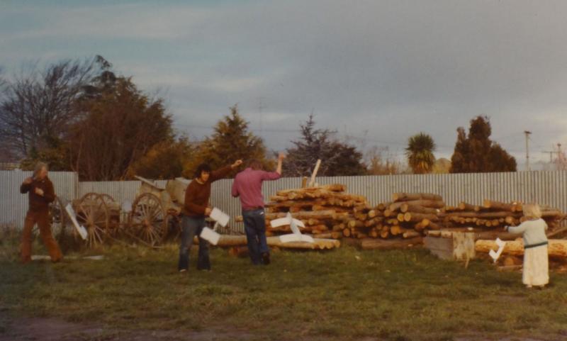 Polystyrene test kites in 1973- I'm on left, Kirrilee (daughter) on right