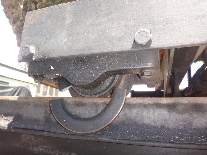 Broken carriage wheel from saw jam