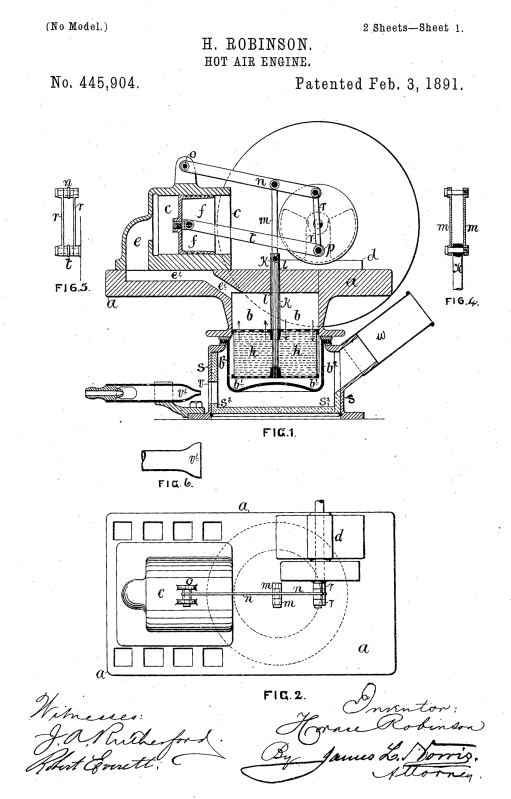 Robinson Hot Air Engine Cross Section Diagram