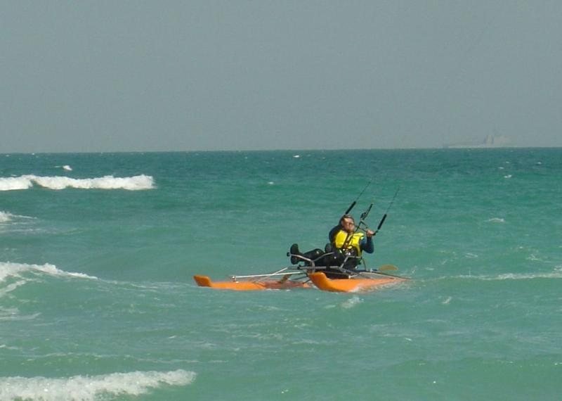 34.7 Kuwait kitesailing, warship in background