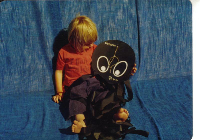 Pete Lynn with small Octopus, 1978
