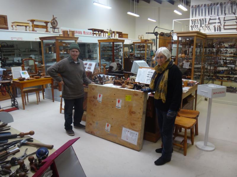 Old kite arrives at the Lynn Museum, Lindsay and Elizabeth Holland (curators)