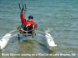 <p>KiteCat, Scott Skinner posing, lake Mojave, '05</p>