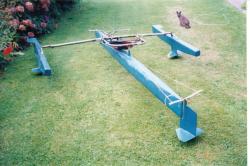 <p>Hydrofoil Tri., on lawn with Tory c1997</p>