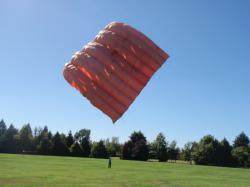 <p>17.0 Sky diving parachute re-rigged as 2 line kite 1988</p>