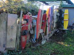 <p>Kiteboard history on the fence </p>