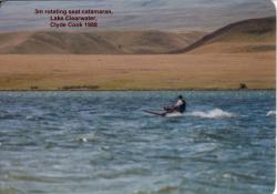 <p>Clyde Cook on  3m Cat, rot. seat,  Lake Cw, c1989</p>