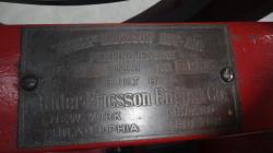 <p>8 inch Ericsson pumping engine name plate, Mahan Heritage Center Collection</p>