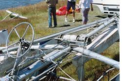 <p>24.6 8m trimaran kite boat details, Lake CW, 1992</p>