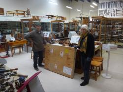 <p>Old kite arrives at the Lynn Museum, Lindsay and Elizabeth Holland (curators)</p>